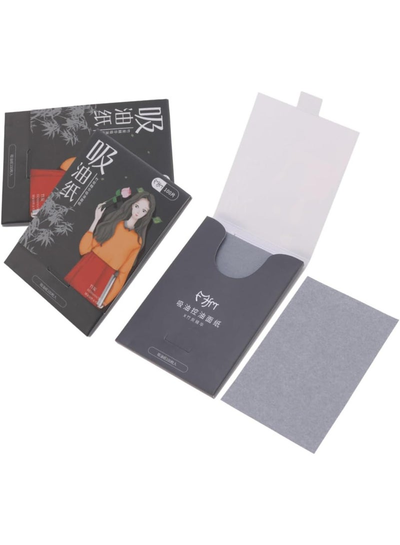 أوراق امتصاص الزيوت العطرية للوجه من البامبو والفحم، ورق امتصاص الماء من فحم البامبو للبشرة الدهنية، مناديل وجه ورقية ماصة للزيوت ، 100 قطعة - Image 2